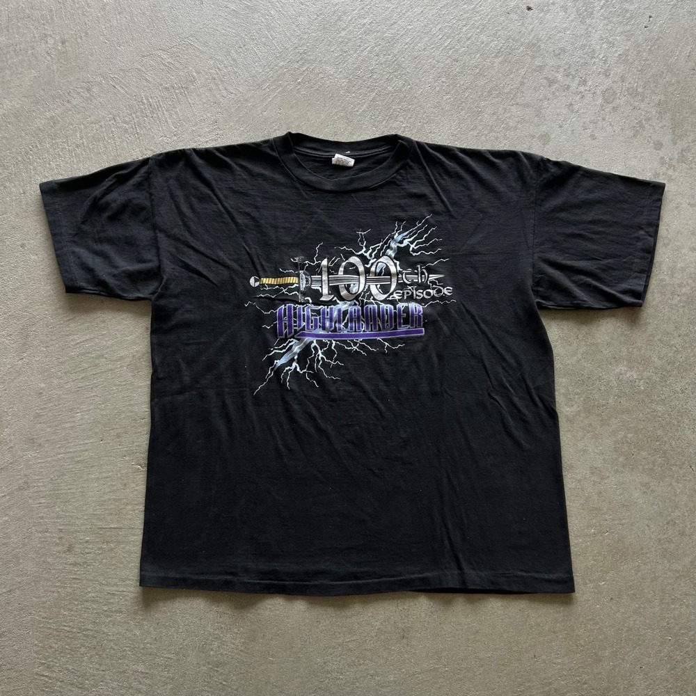 Vintage 90s Highlander Shirt Size XXL Black 1997 TV Movie Promo 100th Episode‎